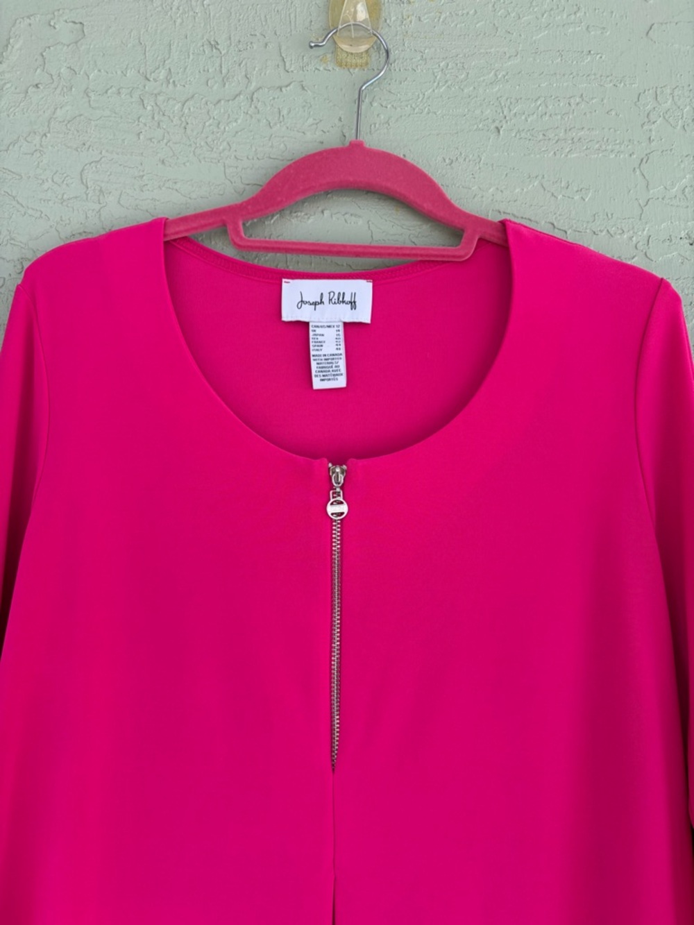 Joseph Ribkoff Hot Pink Zip-Front Flared Tunic - Picture 3 of 9